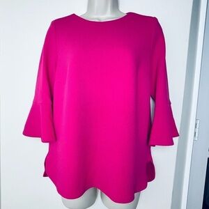 Joseph Ribkoff Women’s Pink Textured Top Size 2 3/4 Bell Sleeves Casual